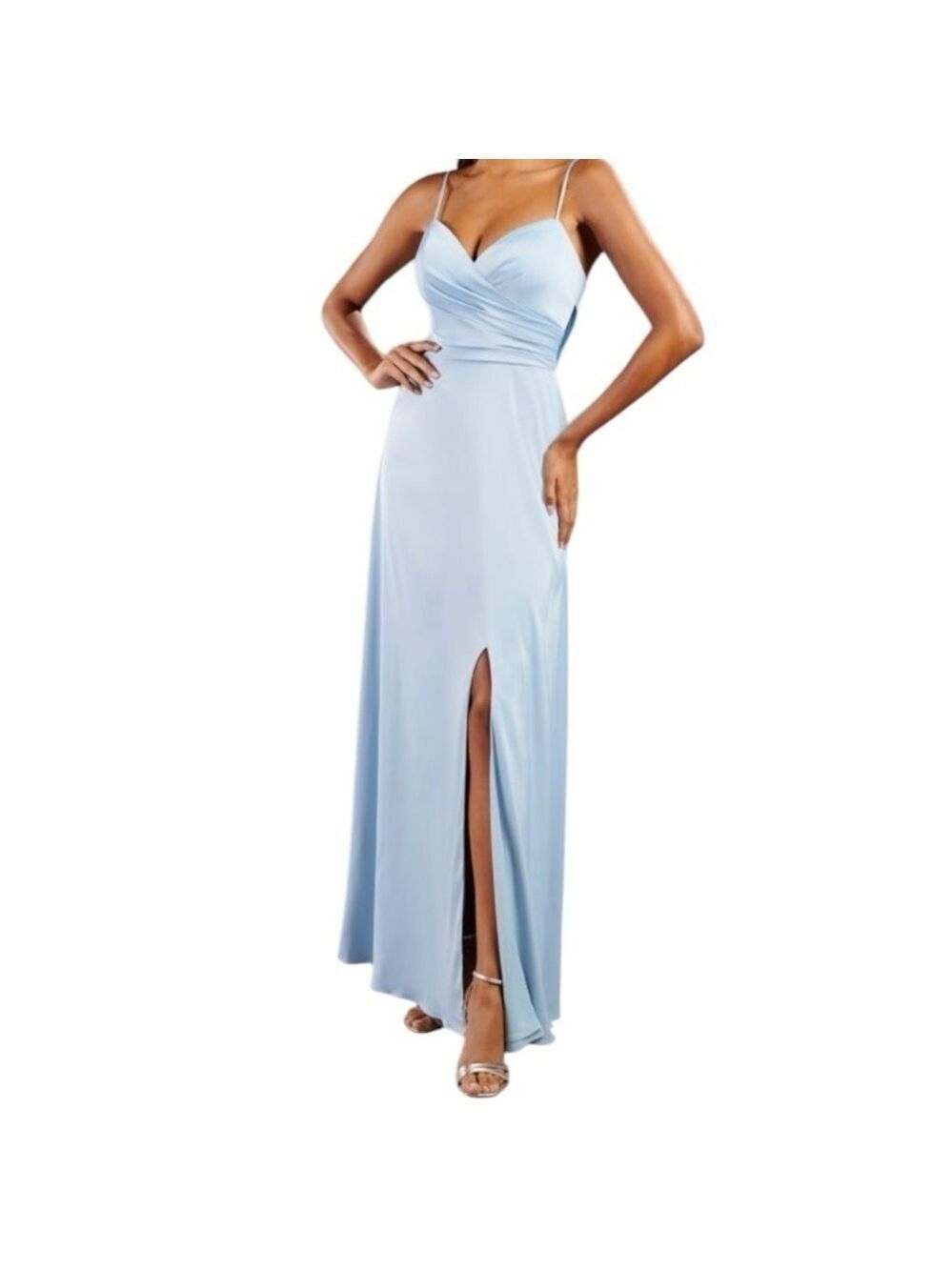 Christina Wu Chambray Matte Charmeuse A-Line Evening Bridesmaid Dress Sz 12 NWT